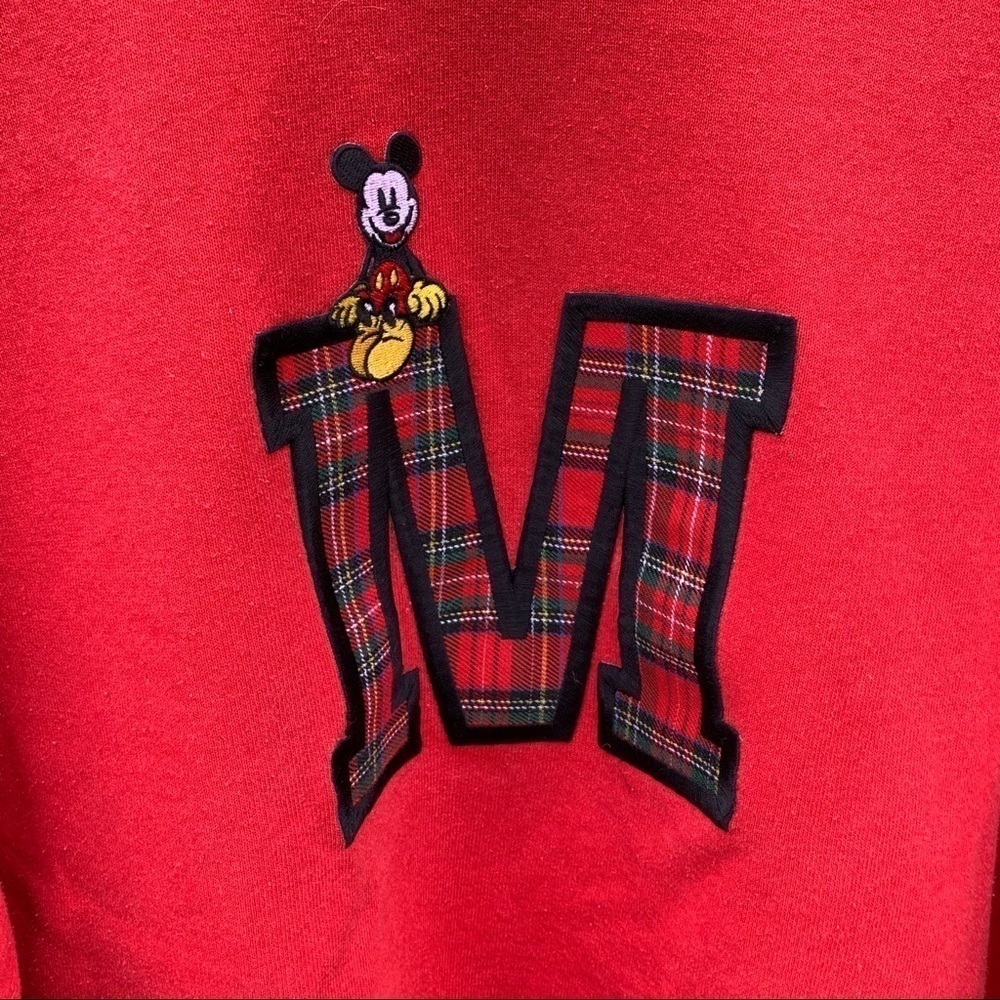 Vintage Mickey & Co Sweatshirt Red Crewneck Plaid Disney World Mickey Mouse - Picture 6 of 6